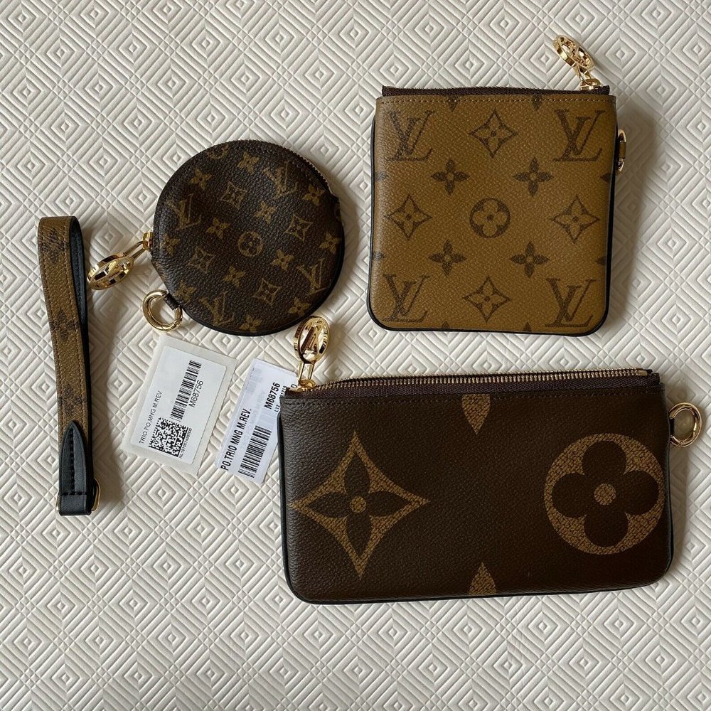LOUIS VUITTON Reverse Trio Pochette Canvas Giant Mono M68756 Authentic - Picture 5 of 5